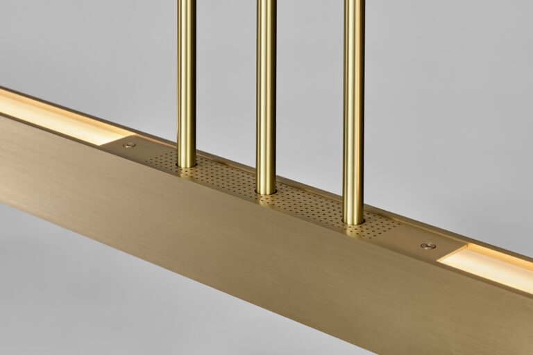 Ross Gardam designs Liminal linear pendant with uplight and downlight Ross Gardam designs Liminal linear pendant with uplight and downlight