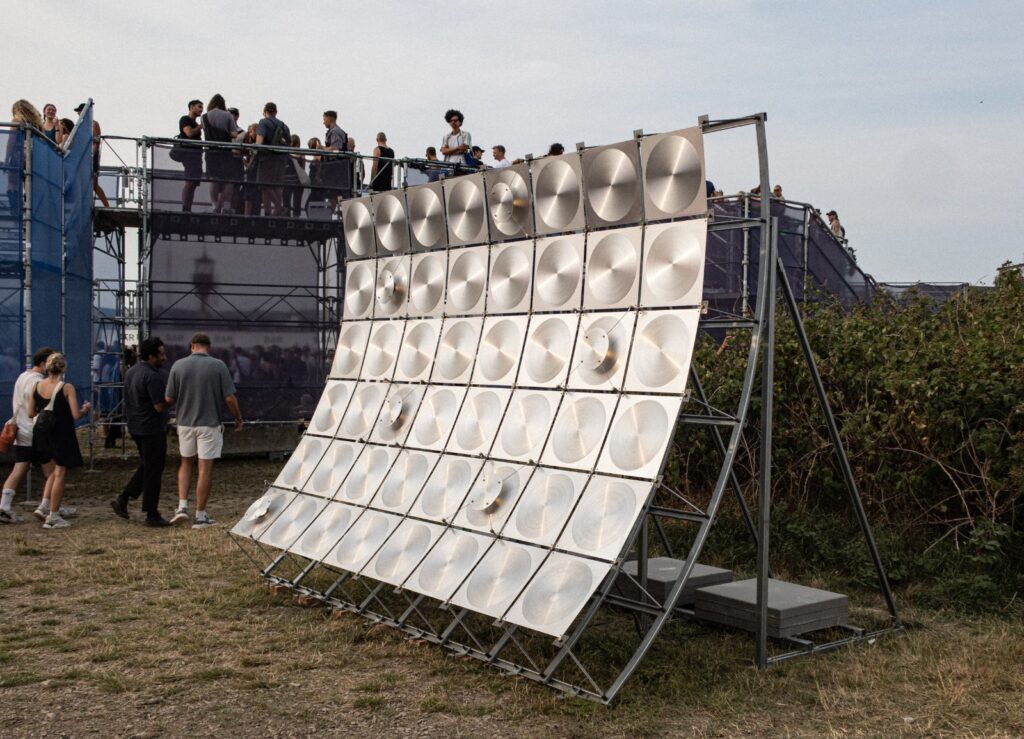 Frederik Gustav creates reflective aluminium Speaker for festival in Copenhagen -