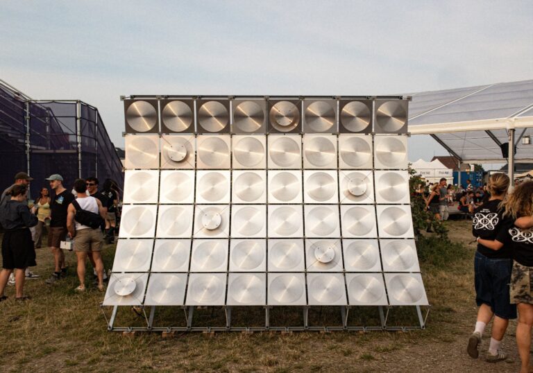 Frederik Gustav creates reflective aluminium Speaker for festival in Copenhagen Frederik Gustav creates reflective aluminium Speaker for festival in Copenhagen