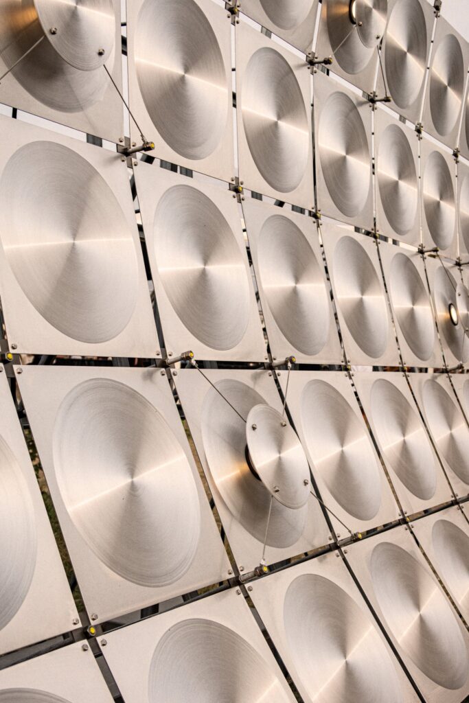Frederik Gustav creates reflective aluminium Speaker for festival in Copenhagen -