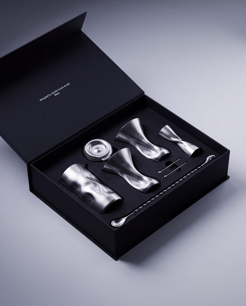 Davide Bozzo Studio reimagines Dry Martini barware through distorted steel -