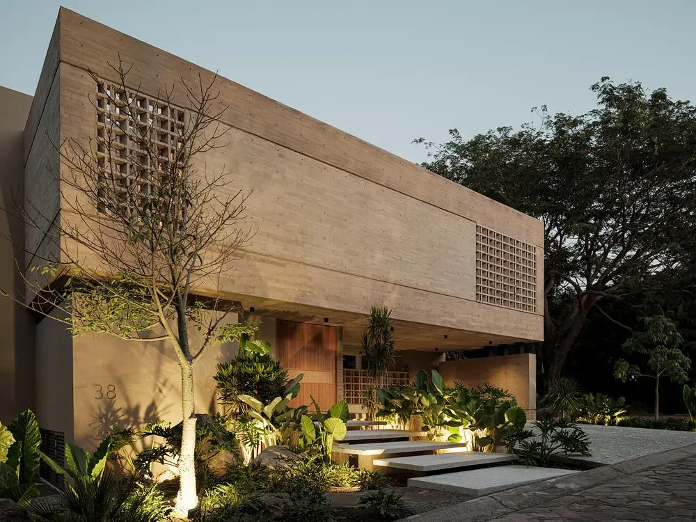 Casa Akina by Di Frenna Arquitectos filters light through concrete 7